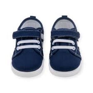 Navy Blue Kids Sneakers with White Accents